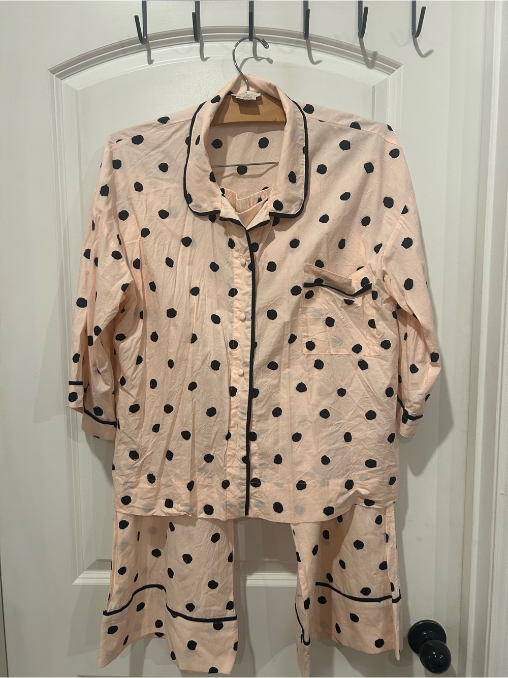 kate spade Pink Pajama Top with Black Polka Dots